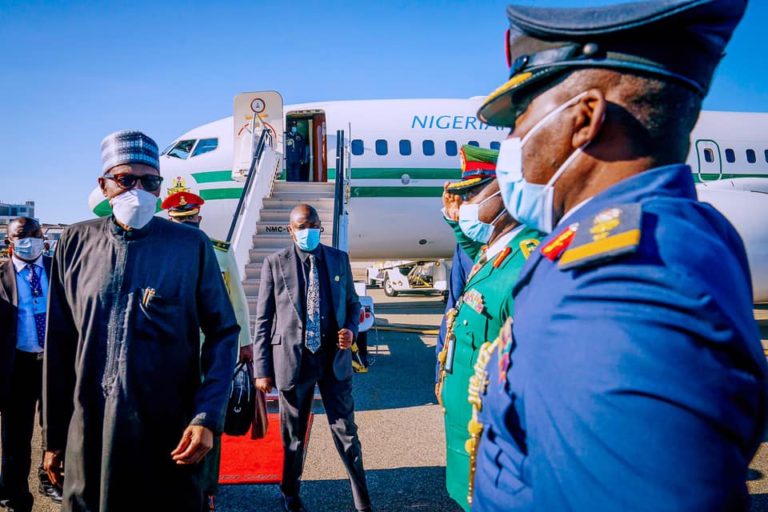 buhari arrives america